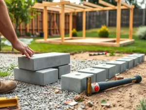 Wykonany wąski fundament pod 4‑metrową bramę przesuwną z zbrojeniem i poziomicą na podjeździe w trakcie budowy.