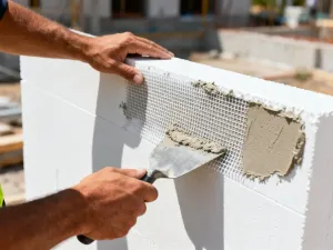 Porównanie zbrojenia siatką stalową oraz betonu z mikrozbrojeniem rozproszonym na placu budowy.