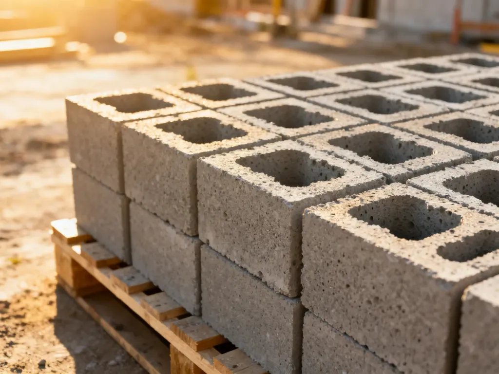 Pustaki stropowe Teriva ułożone na palecie na placu budowy, gotowe do montażu stropu.