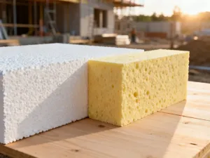 Porównanie faktury kamiennego dywanu z gładkimi płytkami ceramicznymi na tarasie.